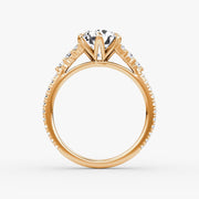 Round Cut - Pave Band - Cluster Ring - 14 K Gold